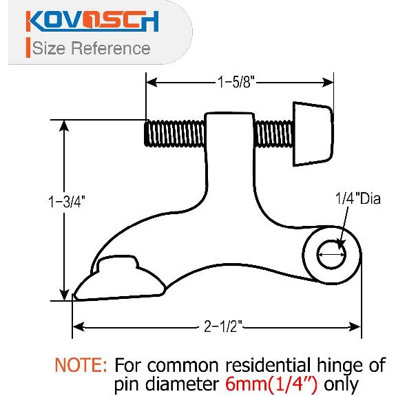 2 Pack Hinge Pin Door Stopper Brushed Satin Nickel - Adjustable Heavy Duty Hinge Pin Door Stop with White Rubber Bumper Tips