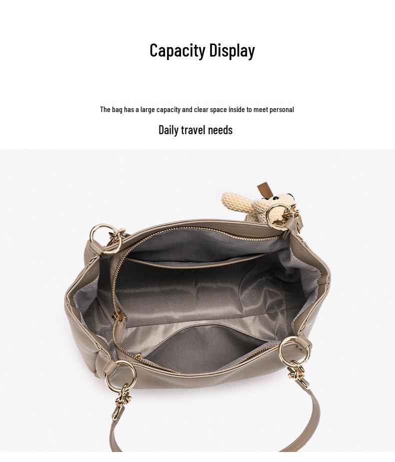 2026 Spring/Summer Light Luxury Milk Tea Handbag – Women's Large Capacity Single Shoulder Tote