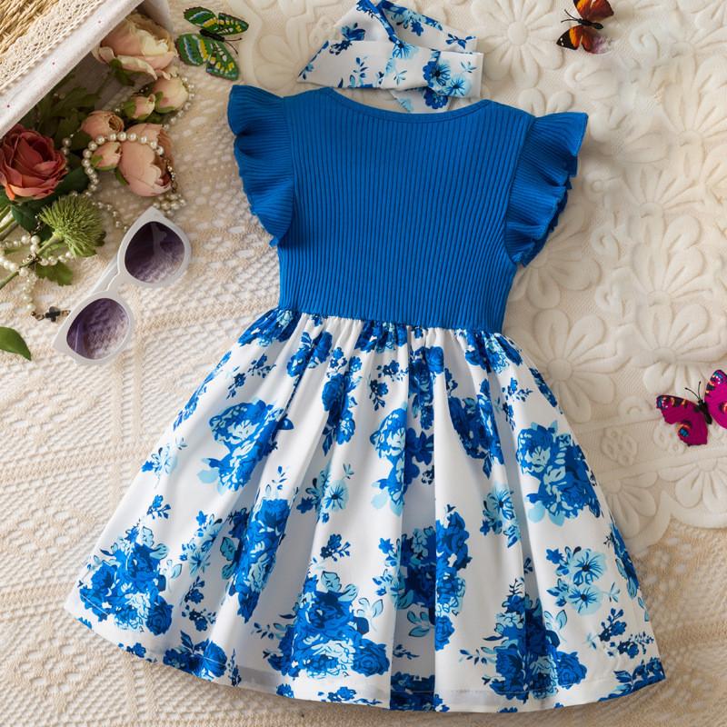 Summer Girl Dress With Floral Print For Toddler Girls Gift For Birthdays