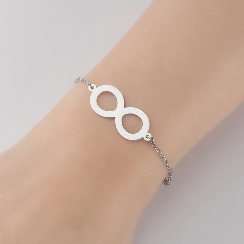 Elegant Stainless Steel Lucky Number 8 Pendant Bracelet for Women - Versatile, Fashionable Jewelry