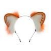 Cat Foxes Wolf Ears Headband Headwear Long Furs Ears Headband Animal Furry Ears Hair Hoop Halloween Cosplay Costume Gift  Orange