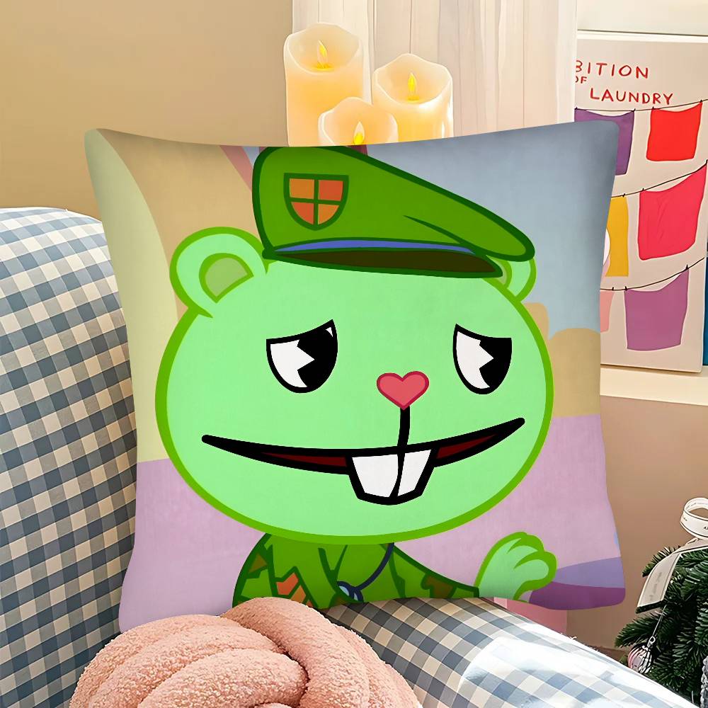 Pc Happy Tree Friends Pillow Case Fashion Square Pillowcase Bedroom Sofa Room Ins Decoration Leisure