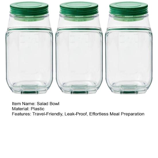 Salad Jar with Side Door Opening Integrated Seasoning Bowl Large