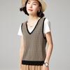 Women's Vintage Houndstooth Knitted V-Neck Sleeveless Vest