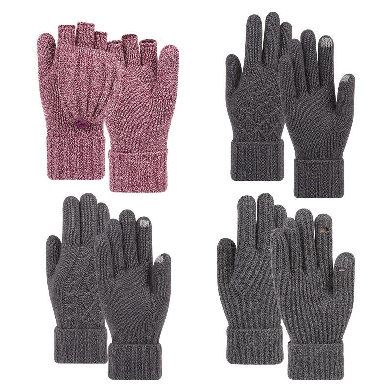 Iwarm Love Warm Fleece Thickened Cold-proof Knitted Gloves Winter Warm Touch Screen Gloves