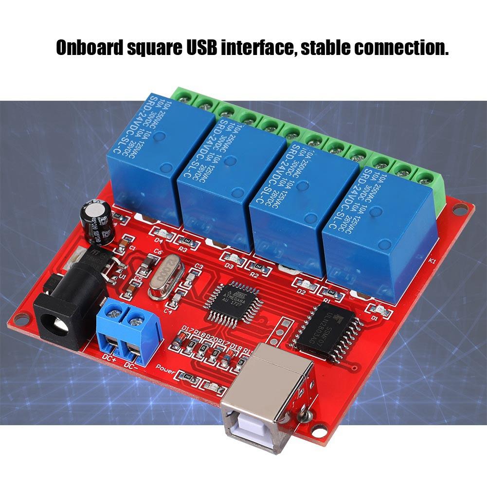 4 Channel 24V Computer USB Smart Switch Controller PC Relay Drive Module Expansion Board