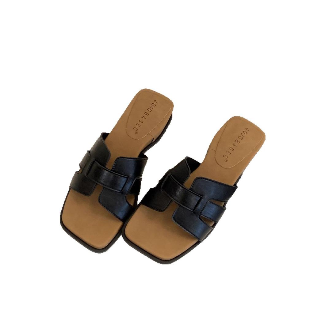 Keilabsatz Plateau Pantoletten Damen Sommerbekleidung 2025 neu Urlaub mit Rock Ein-Wort Französisch atemberaubende Sandalen mit eckiger Spitze