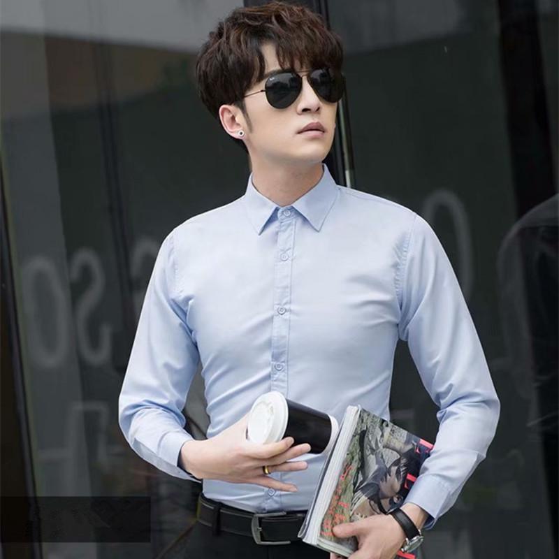 Men's Slim Fit Business Casual Long-Sleeve Shirt for Spring and Autumn