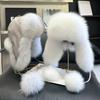 Fashionable Fox Fur Winter Ski Hat with Ear Protection Outdoor Women Bomber Hats