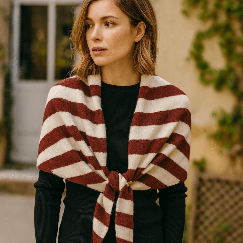 Plush Knitted Triangle Scarf Korean Style Cape Wraps Retro Striped Scarf  Autumn Winter