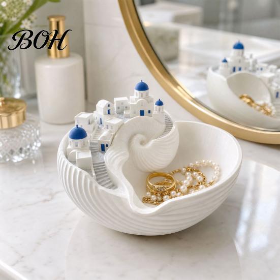Schminktischschale Muschel-Aufbewahrungsschale, Schreibtisch-Dekoschale, Exquisite Griechische Schale Insel-Charme für Schlüssel Schmuck Münzen Küsten-Dekor