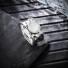 Jianjie Creative Retro Moonstone Wide Band Men's Ring - European and American Popular Jewelry