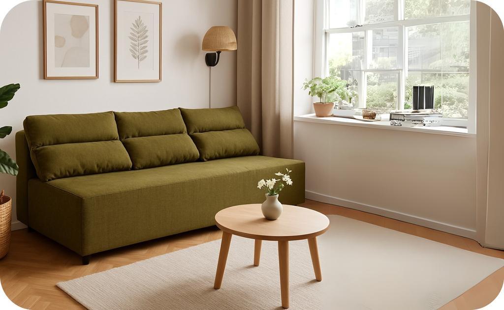 Kanapa sofa KIMO funkcja spania pojemnik Family Meble Ramona beż welur