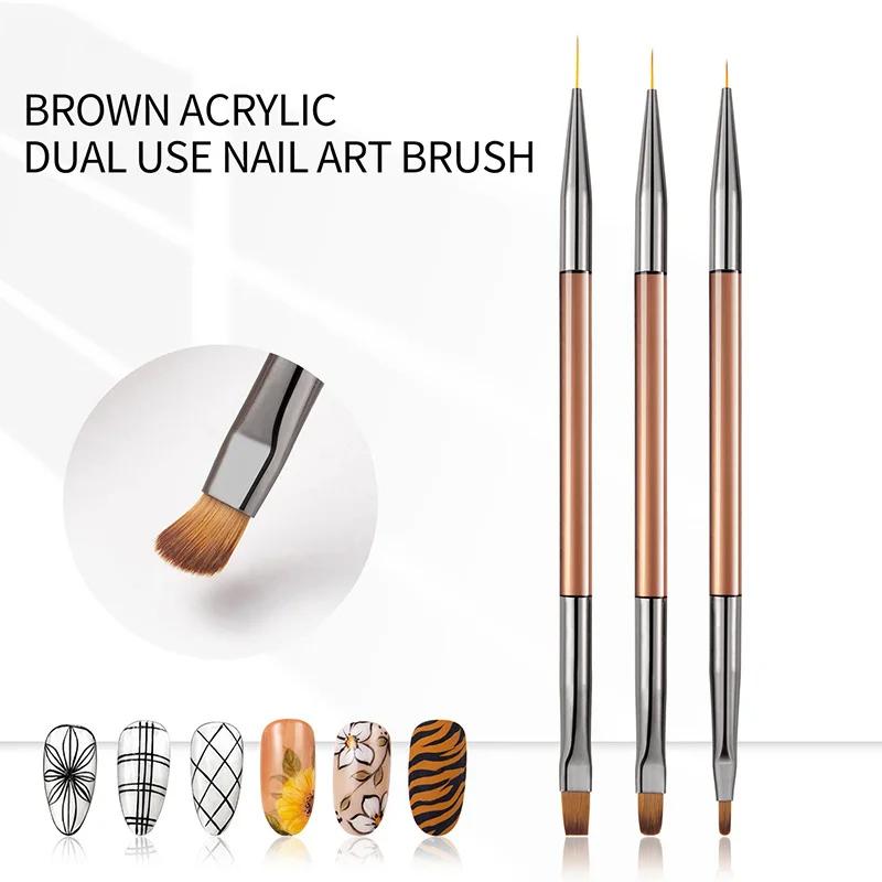 Manicure Brushes Dual Use Gel Gradient Brush Pinceles Ultra Thin Line Drawing Pen Dual End Nail Art Design Painting Tools