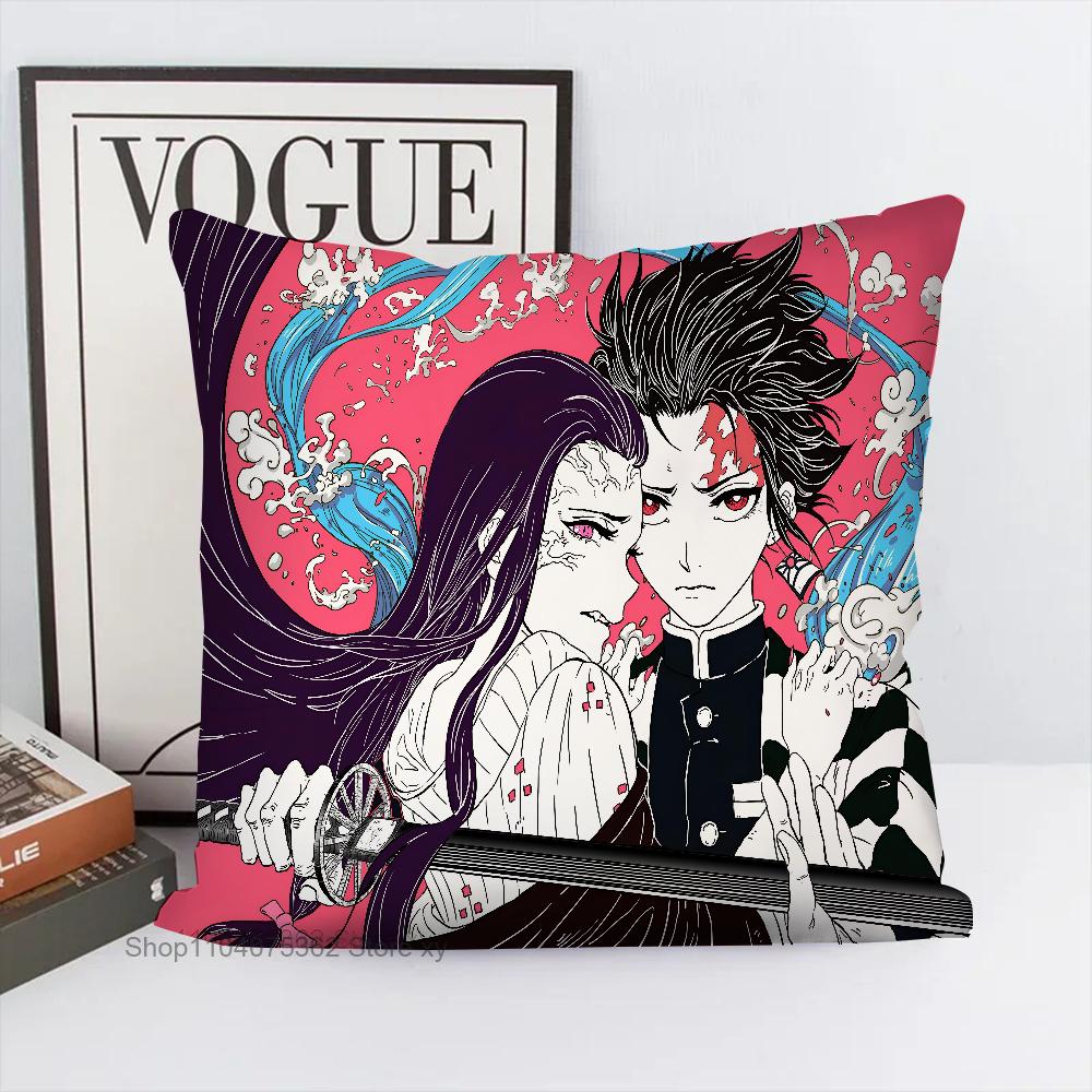 Anime Demon Slayer Kimetsu Pillow Case Square Pillow Bedroom Sofa Leisure Comfort Cushion Car Living Room Home Decoration