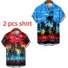 Multicolored Coconut Tree Printing Shirt Summer Hawaiian Beach Vacation Clothing Men's Fashion Street Style Shirt Daily Men's and Women's Shirt
