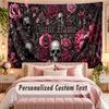 Craniu Gotic (360) Tapiserie de perete tematică personalizată cu text cu nume, Tapiserie suspendată personalizată pentru decorarea dormitorului, sufrageriei