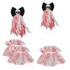 Halloween Blood Mesh Accessory Short Fingerless Wrist Gloves Spooky Skull Bow Hairpins for Halloween Masquerade Cosplay Party