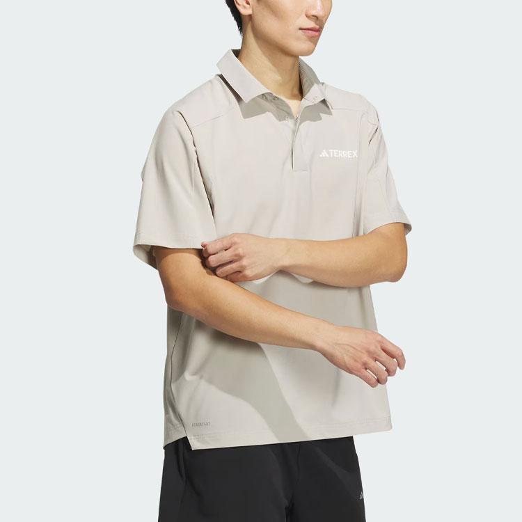 Adidas Woven Aeroready Polo Shirt Solid Color Logo Outdoor Quick-Dry Short Sleeve Polo Men Tops Light-Gray IX0111