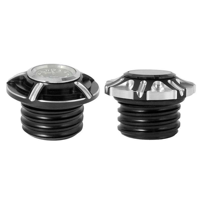 for XL 883 XL1200 X48 Softail-Touring Aluminum Motorcycle-Fuel Gas-Tank Decorative Oil Cap-Cover With Clocks