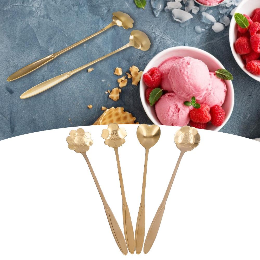 4Pcs Multi-color Coffee Mixing Spoon Rustless Steel Dessert Spoon Beverage Stirrer Afternoon Tea