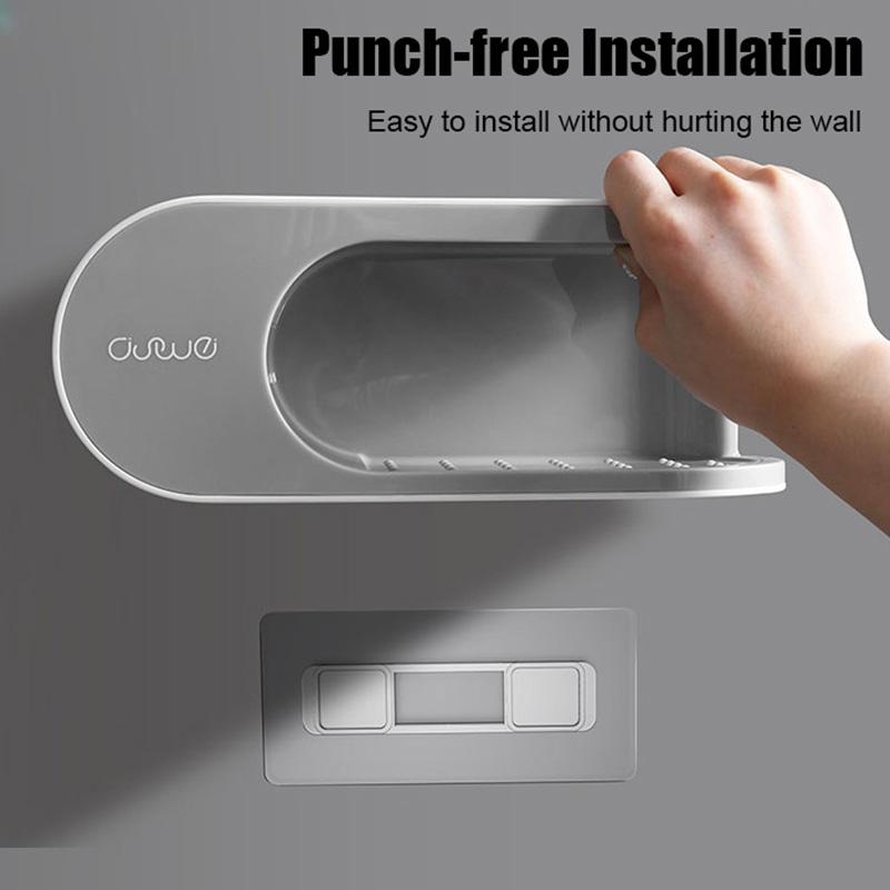 MENGNI Drainer Soap Dish for Bathroom Multifunction Soap Holder with Hooks Organizer Punch-free Storage Box Bathroom Accessories