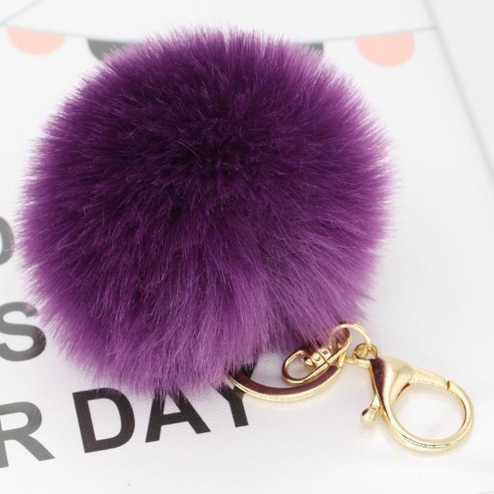 Adorable Cute Soft Rabbit Fur Ball Plush Key Chain For Bags And Car Accessories