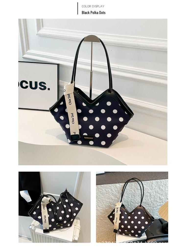 Damska torba na ramię typu tote z nadrukiem i kokardą, duża pojemność, kolekcja Jesień/Zima 2025