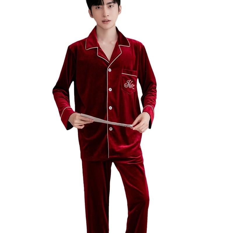 2025 Gold Velvet Autumn Pajamas: Comfortable Casual Two-Piece Homewear Set