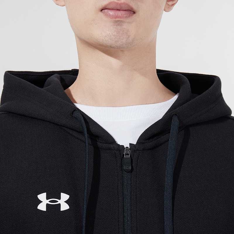 Under Armour Logo Sports Training Knit Hooded Jacket Men Jackets Black 21600305-001