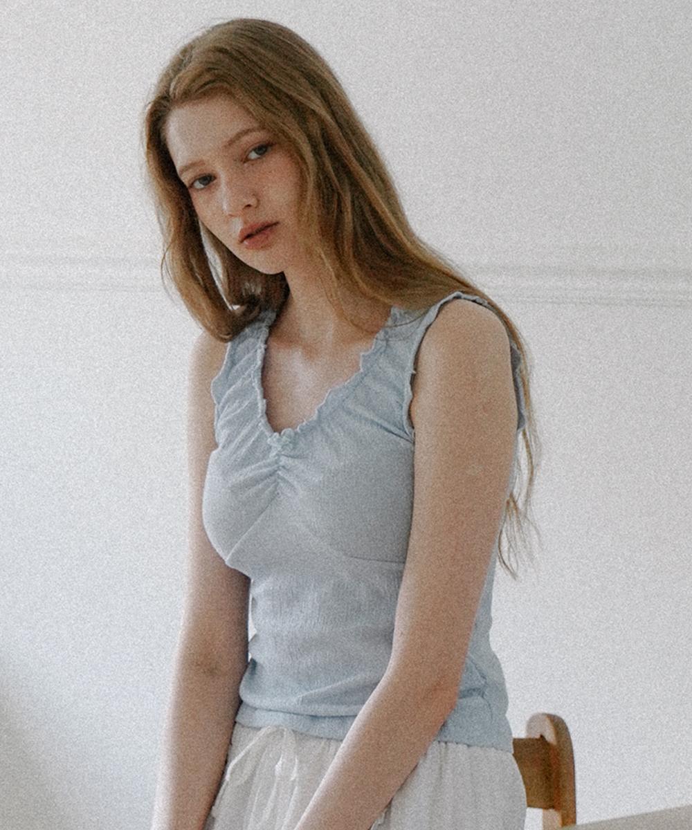 Laminez Wave Shirred Sleeveless - Sky Blue Sky Blue/Free