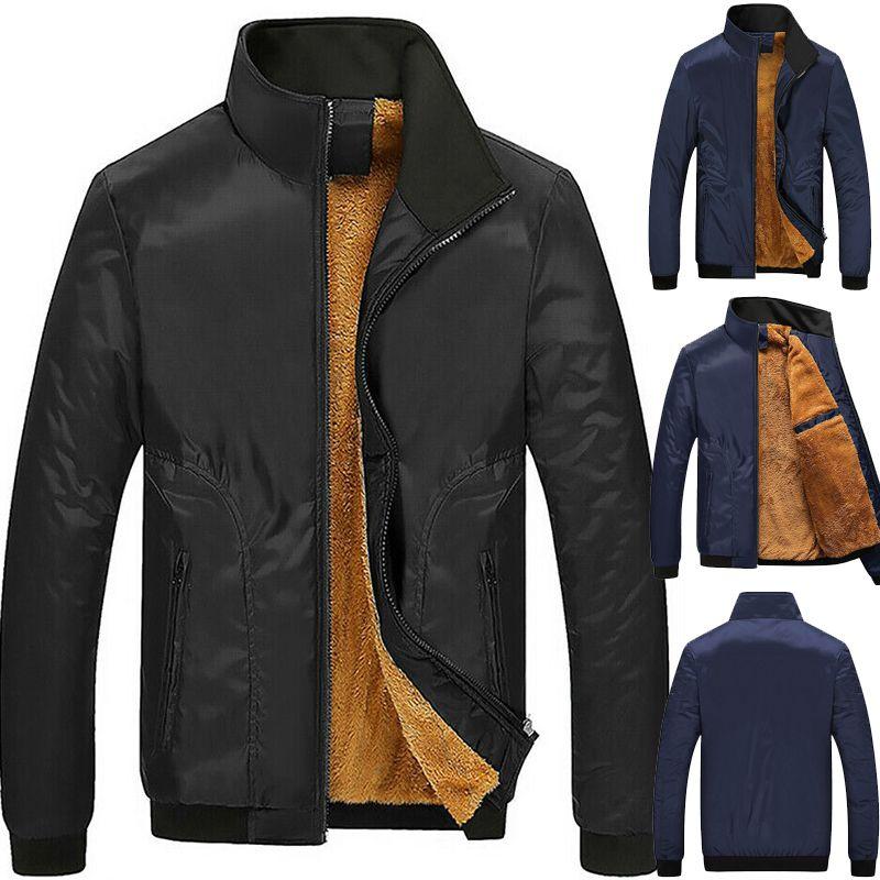 Herren Hoodie mit Reißverschluss und warmem Stehkragen, gefüttert mit Kunstfleece-Fell