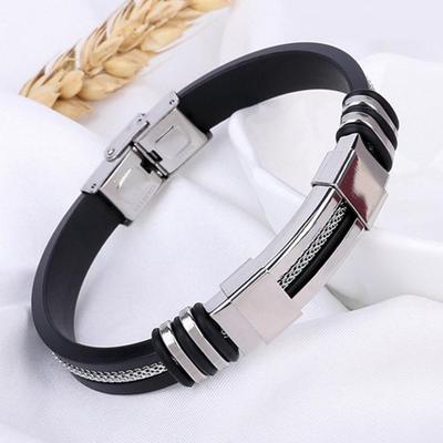 Bracelet Stainless Steel Wire Wide Men Silicone Bangle