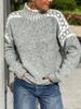New Women's High Neck Knit Sweater Fashion Casual Style Floral Loose Pullover