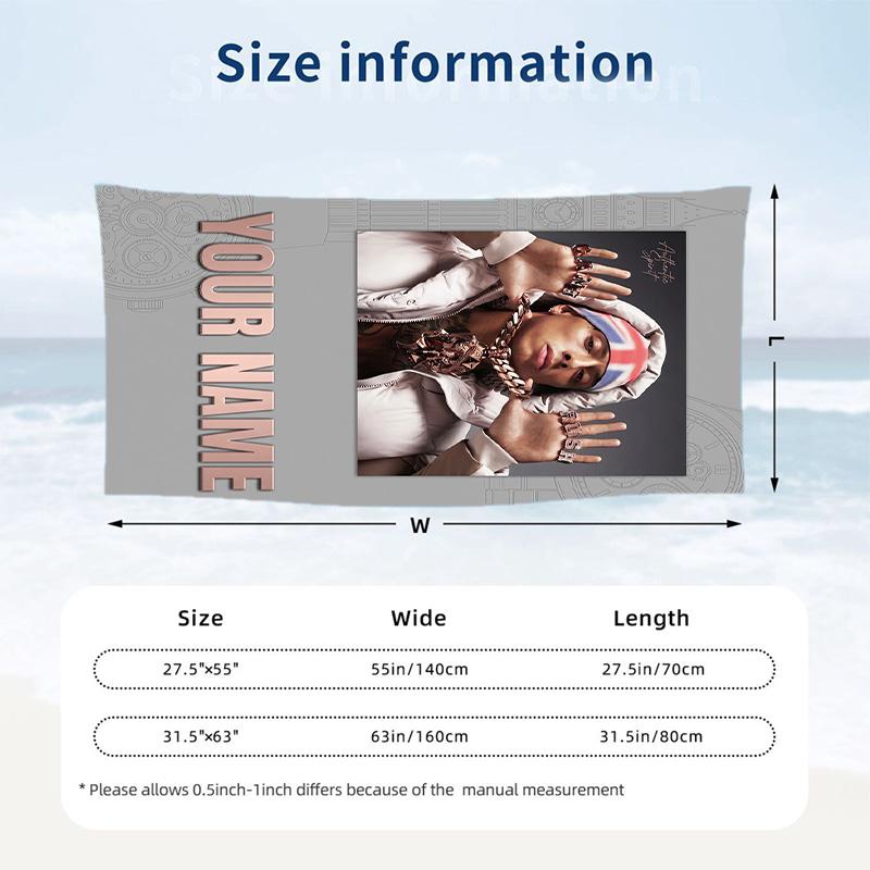 Central Cee Beach Towel, Personalized Custom Name Text, Quick Dry Large Absorbent Towel For Beach Pool