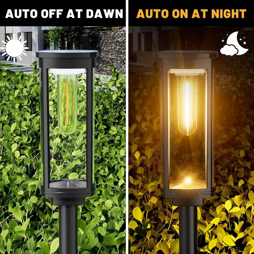 Maisons LED Lumières Solaires de Chemin Étanche Lampe Solaire d'Extérieur pour Jardin/Paysage/Cour/Patio/Allée/Passerelle Noël Luz