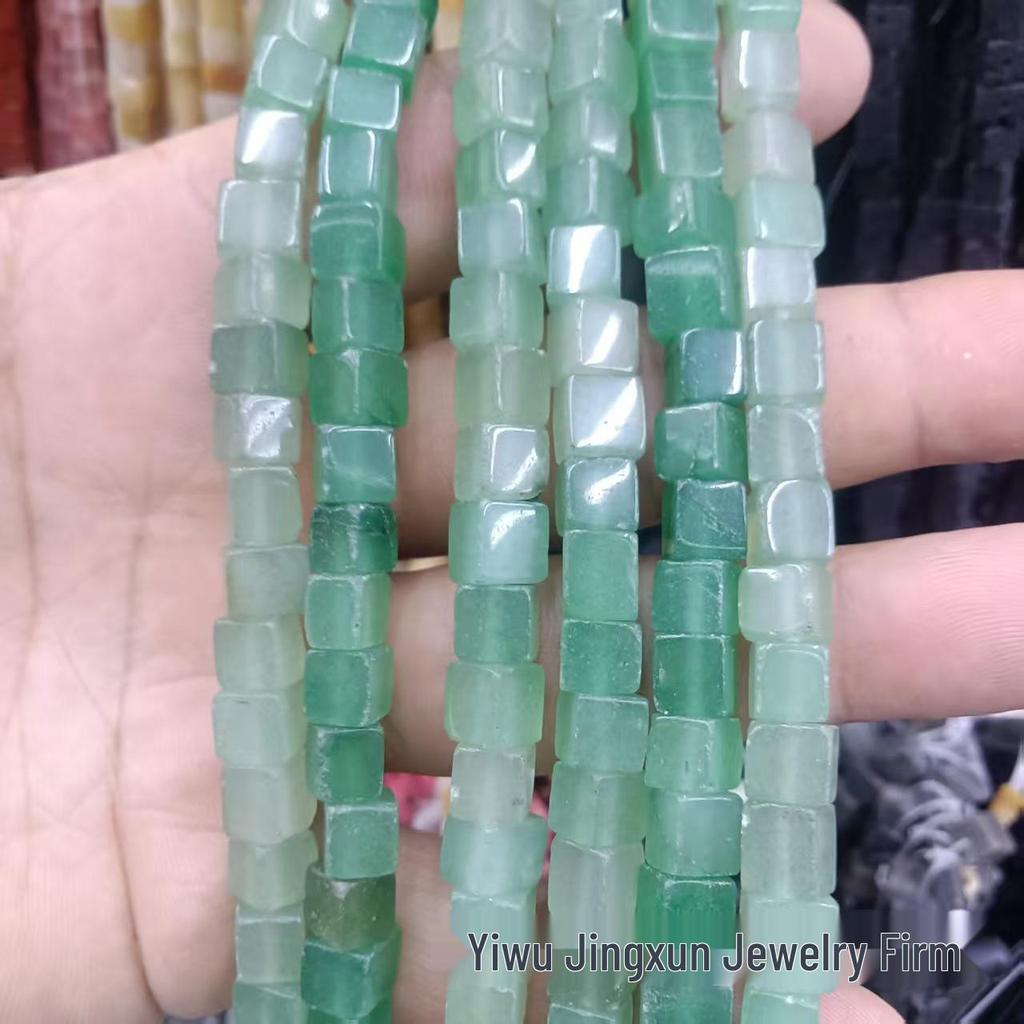 6x6mm Quadratische Rosenquarz-Achat-Perlenkette - Naturstein DIY-Zubehör