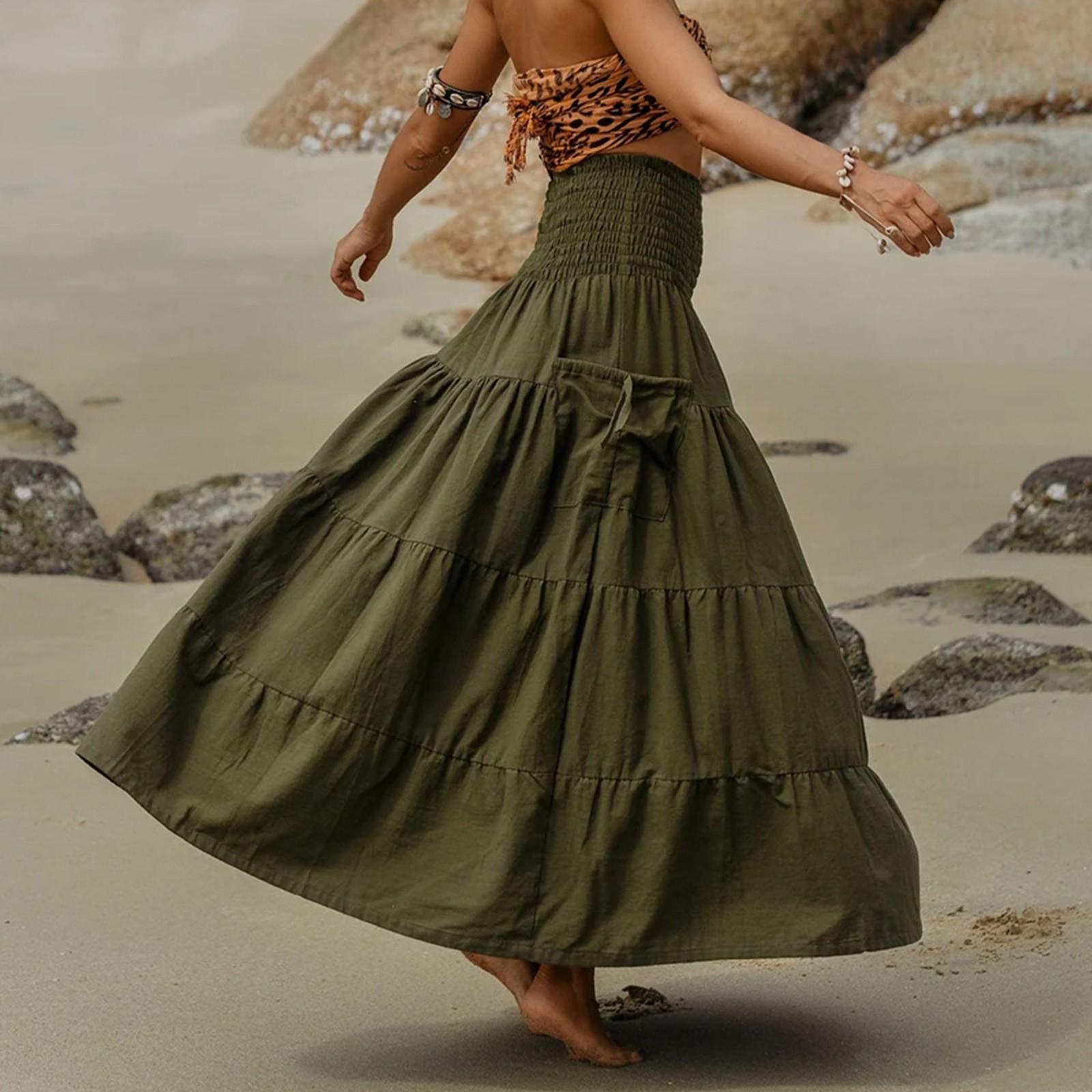 

Женская модная однотонная полуюбка в стиле бохо, свободная длинная юбка с карманами. Юбка-бандаж Two Wear XL