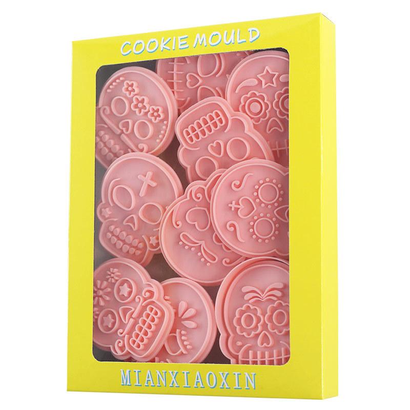 10Pcs/Set Halloween Skull Cookie Molds Fondant Dessert Biscuit Embossing Stamp Cutting Mold Party Baking Cake Decoration Tools