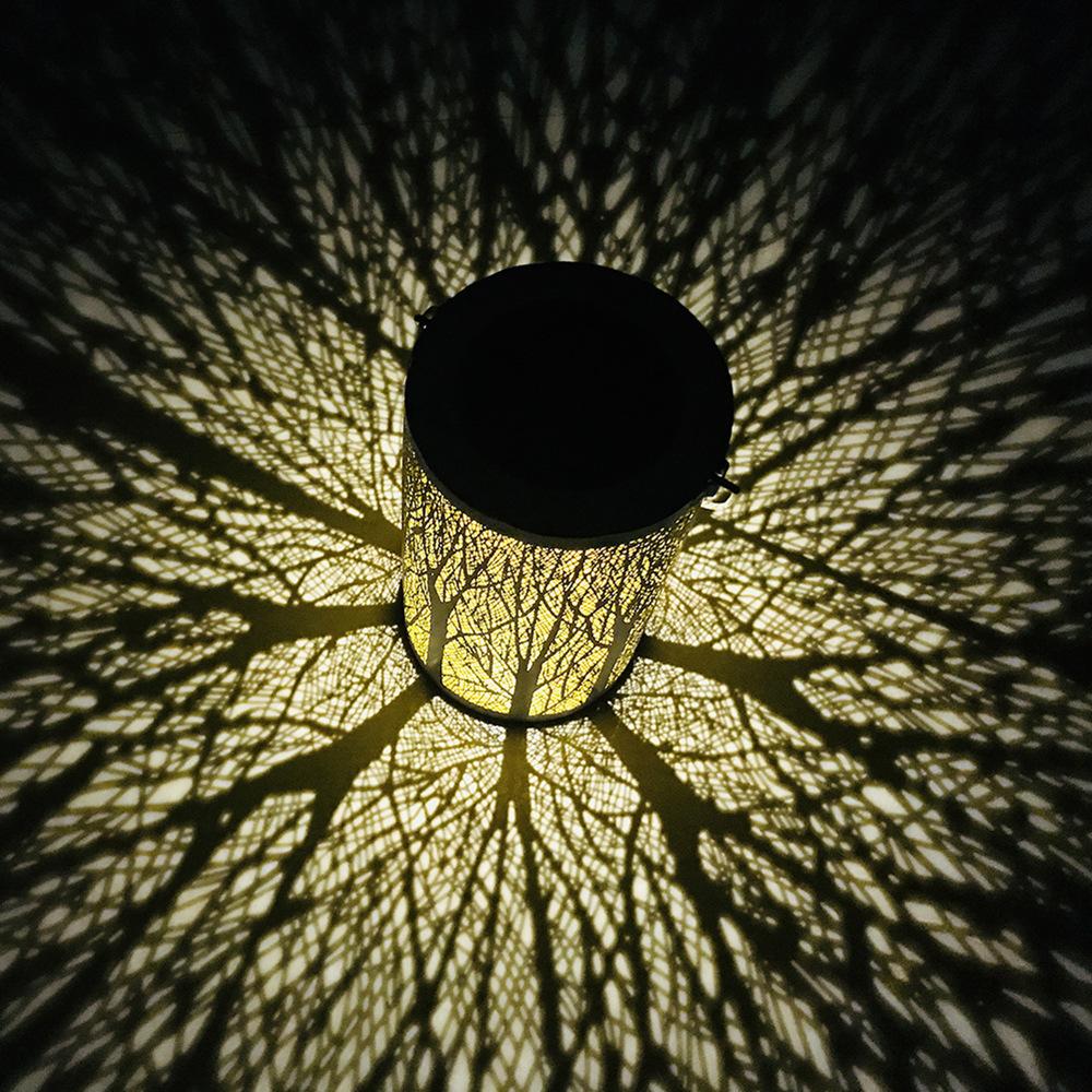 New Solar Lamp Wrought Iron Lantern Retro Garden Lamp Hollow Atmosphere Lamp Lawn Lamp Outdoor Waterproof Decorative Lamp