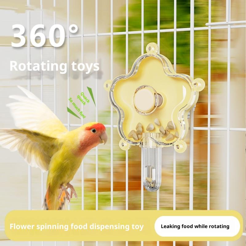Creative Flowers Parrot Rotating Food Leakage Toy Rotating Cage Bird Relieve Boredom Feeder Foraging Gnawing Toys Accessories.