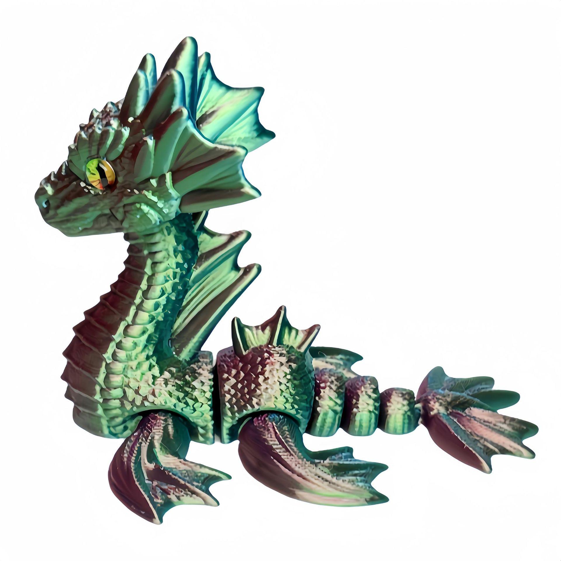 

New Simulation Dragon Figure Toys 3D Printing Mini Sea Dragon Realistic Eyeball Gradient Model Home Decoration Kids Gifts