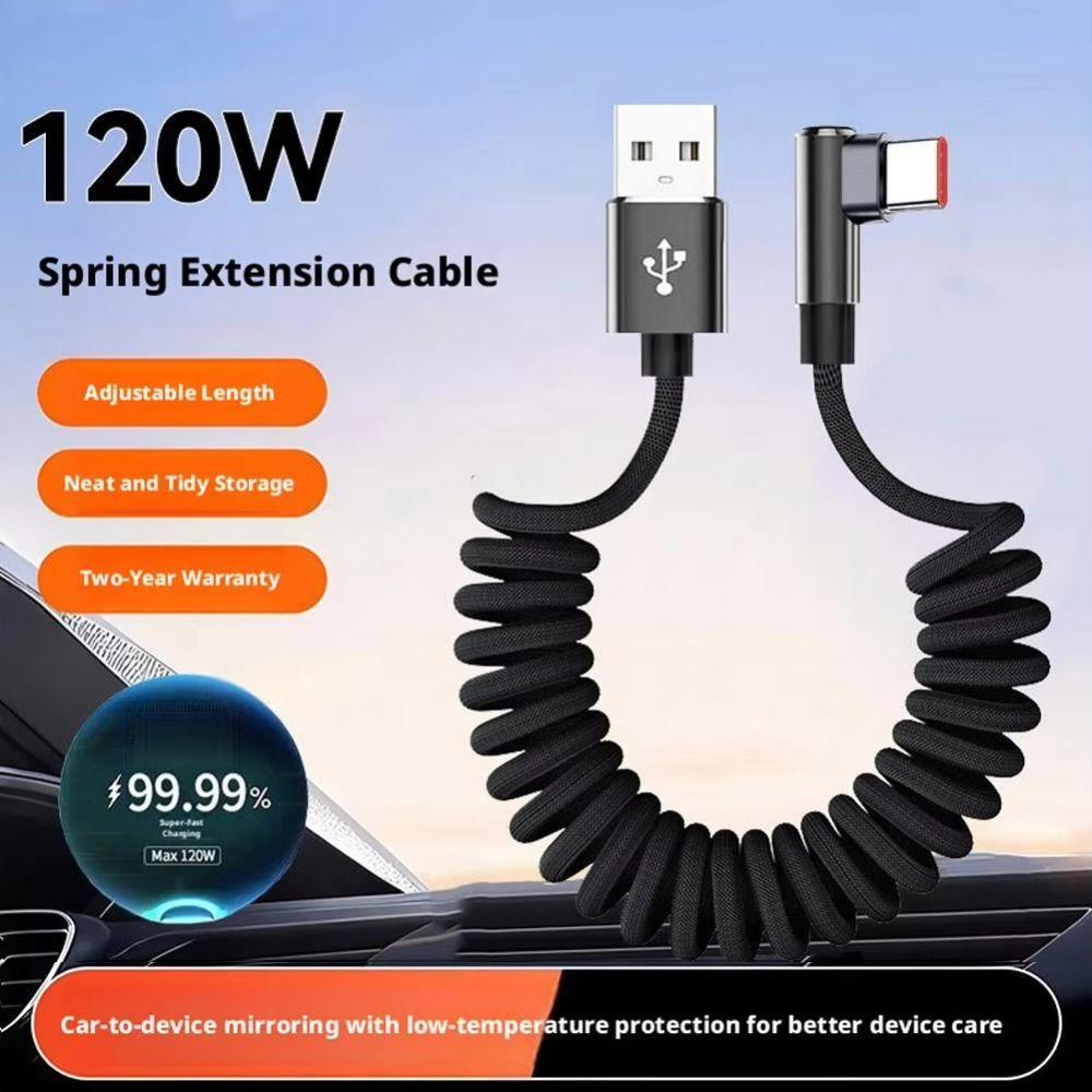 Spiral Design USB Charger Cable Retractable Retractable Charging Cord  For Xiaomi