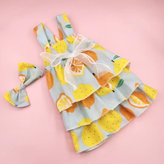 1 sada Pet Dress Měkký Pohodlný vrstvený design Bez rukávů Citronový potisk Denní nošení