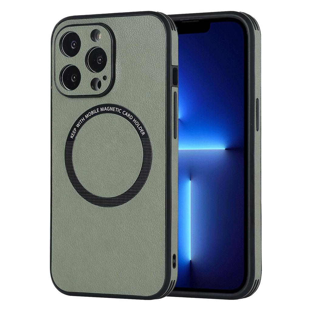Apple 15 Leather Phone Case: Trendy, Magnetic, Anti-Fall, Wireless Charging.