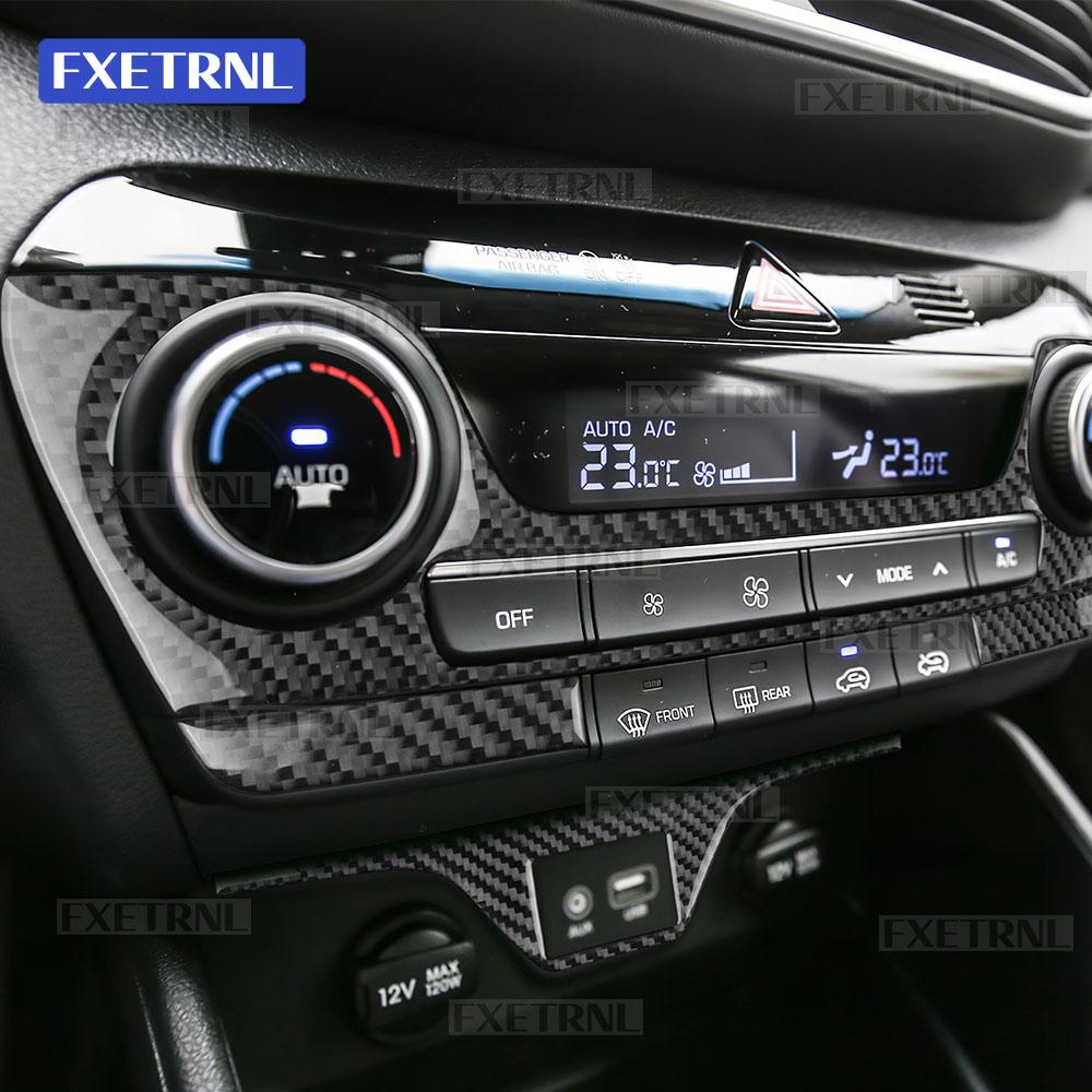 Real Soft Carbon Fiber Sticker for Hyundai Tucson TL/TLE 2015 2016 2017 2018 2019 2020 Interior Center Air Conditioning Panel