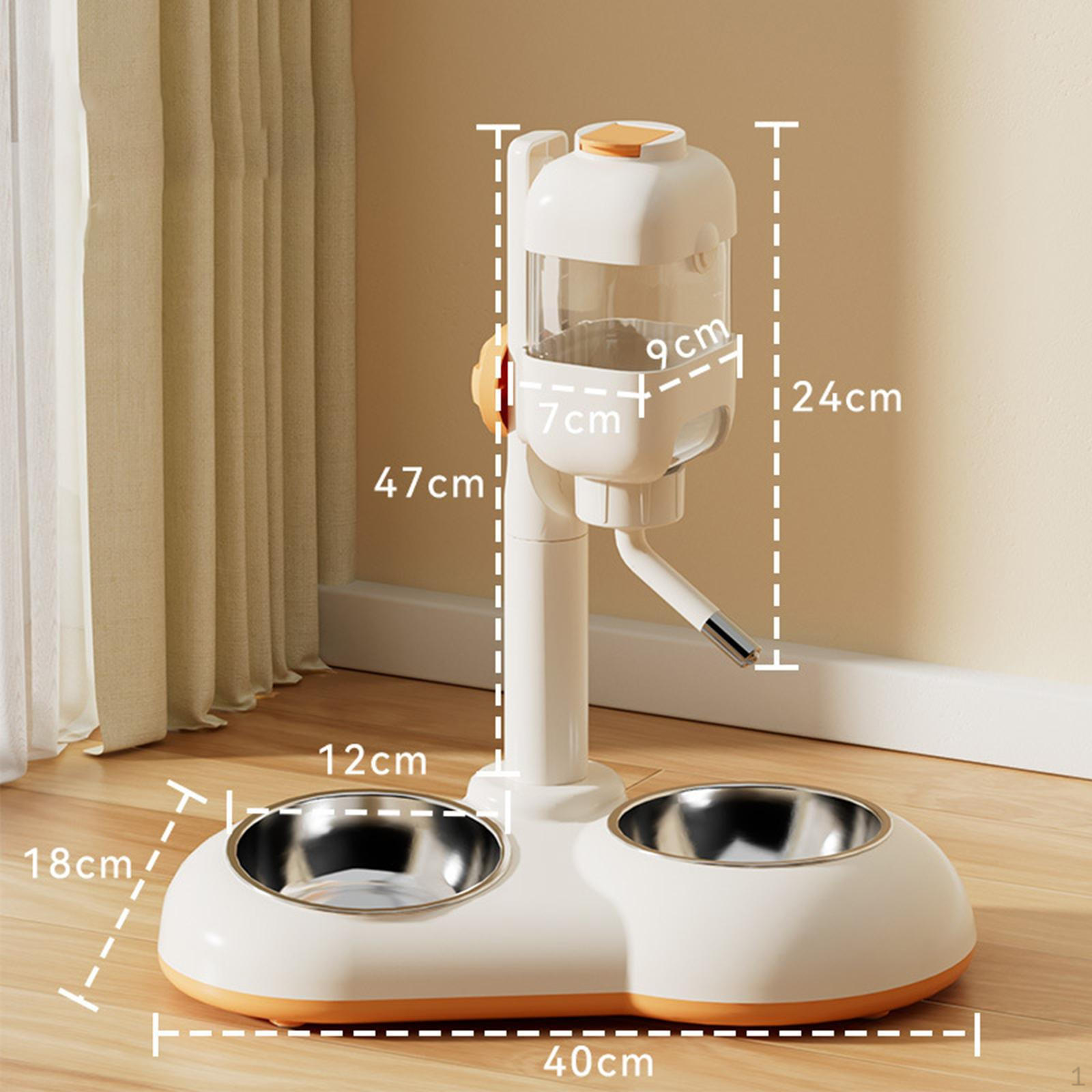 Pet Standing Water Dispenser Cat Dog Bowl Adjustable Height Feeder Waterer Automatic Food белый