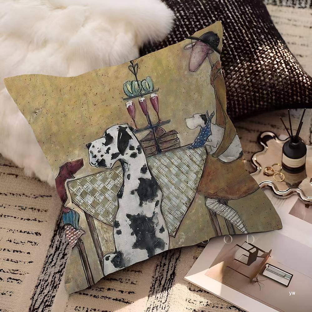 Сэм Тофт Искусство Абстрактный Пейзаж Любовь Собаки Наволочка Мультяшный Подарок Наволочка для Подушки Декор для Спальни Дома Дивана Кресла Сиденья Наволочка 12x12Inch