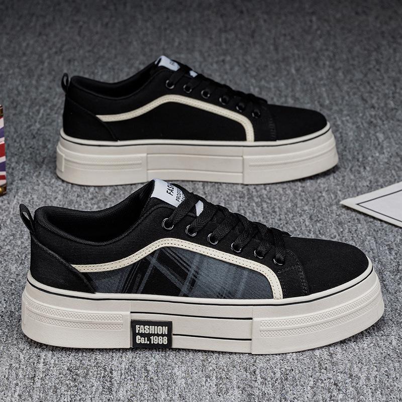 Men's shoes spring new student versatile breathable canvas shoes platform wear-resistant large size sports shoes