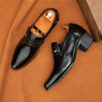 Novos Sapatos Cubanos de Salto Elevador com Solado Grosso e Bico Fino para Homens, Moda de Cavalheiro, Calçados Formais para Casamento e Homecoming